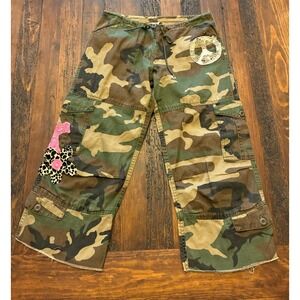Vintage Y2K Rothko Official Camo Embellished Cargo Pants, Women's Size XXS
